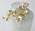 Grande Pearl Blossom Vase With Gold Floral Branch