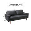 Beige Upholstered Faux Leather Sofa w/ Pillows Solid Hardwood Legs