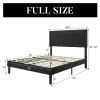 Full size Black Linen Upholstered Platform Bed with Button-Tufted Headboard