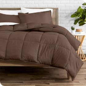 Queen size 3-Piece Down Alternative Microfiber Comforter Set in Chocolate Brown
