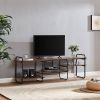 Modern Metal Wood Industrial Entertainment Center TV Stand for TV up to 65-inch