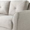 Modern Upholstered Loveseat Sofa in Cream Microfiber with Button Tufted Cushions