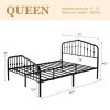 Queen Farmhouse Spindle Black Metal Platform Bed Frame with Headboard Footboard