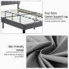 Full size Dark Grey Upholstered Platform Bed Frame with Headboard