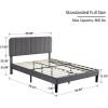 Full size Dark Grey Upholstered Platform Bed Frame with Headboard