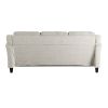 Modern 3-Seater Upholstered Sofa in Cream Microfiber with Button Tufted Cushions