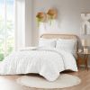 Full/Queen 3-Piece Ivory Pompom Microfiber Comforter Set
