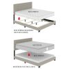 King size Black Metal Canopy Bed with Upholstered Button-Tufted Headboard