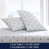 King size Coastal Beach 100-Percent Cotton Navy Blue White Stripe Sheet Set