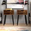 Set of 2 - Modern Mid-Century Farmhouse Bedroom Nightstand End Table