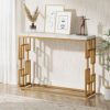 42-inch Modern Console Sofa Table with White Faux Marble Top and Gold Frame