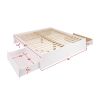 King Size 2 Drawer Storage White Wooden 4 Post Platform Bed  Frame