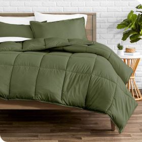 Queen size Hypoallergenic Down Alternative Comforter Set in Olive Green