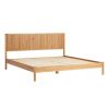 Queen Size Farmhouse Bohemian Wooden Platform Bed Textured Headboard