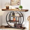 Modern Industrial 41-inch Long Narrow Entryway Foyer Console Table with Shelves