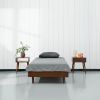 Twin size Mid-Century Modern Platform Bed Frame in Dark Brown Wood Finish