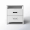 Modern 2-Drawer Bedside Table Nightstand in White Wood Finish