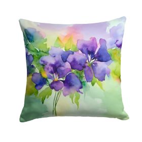 New Jersey Violet in Watercolor Throw Pillow Machine Washable, Indoor Outdoor Decorative Pillow for Couch, Bed or Patio, 18Hx18W