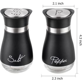 Salt And Pepper Shakers Set - Salt Containers For Gifts, Kitchen Decor, Home, RV, Camp, BBQ, 4 Oz Farmhouse Spice Dispenser With Glass Bottom, Se (Option: BlacK)