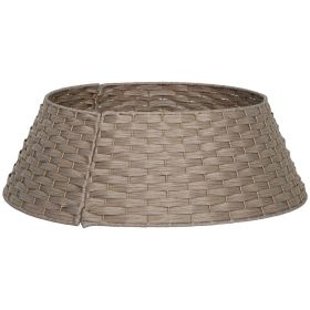 27 inch Rustic Christmas Tree Skirt, Plastic Woven Christmas Tree Collar for Party, Holiday, Home Decoration, Coffee (Option: Coffee-660x280x220 mm)