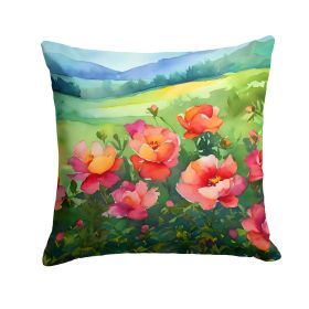 Iowa Wild Prairie Roses in Watercolor Throw Pillow Machine Washable, Indoor Outdoor Decorative Pillow for Couch, Bed or Patio, 18Hx18W (Default: Default)