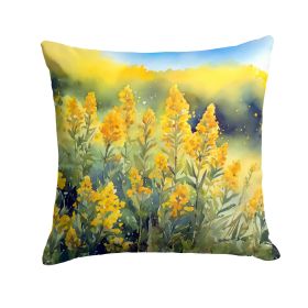 Nebraska Goldenrod in Watercolor Throw Pillow Machine Washable, Indoor Outdoor Decorative Pillow for Couch, Bed or Patio, 18Hx18W (Default: Default)